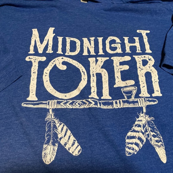 Blue Graphic T-Shirt Midnight Toker Indian Peace Pipe XL Shirt - Picture 2 of 3